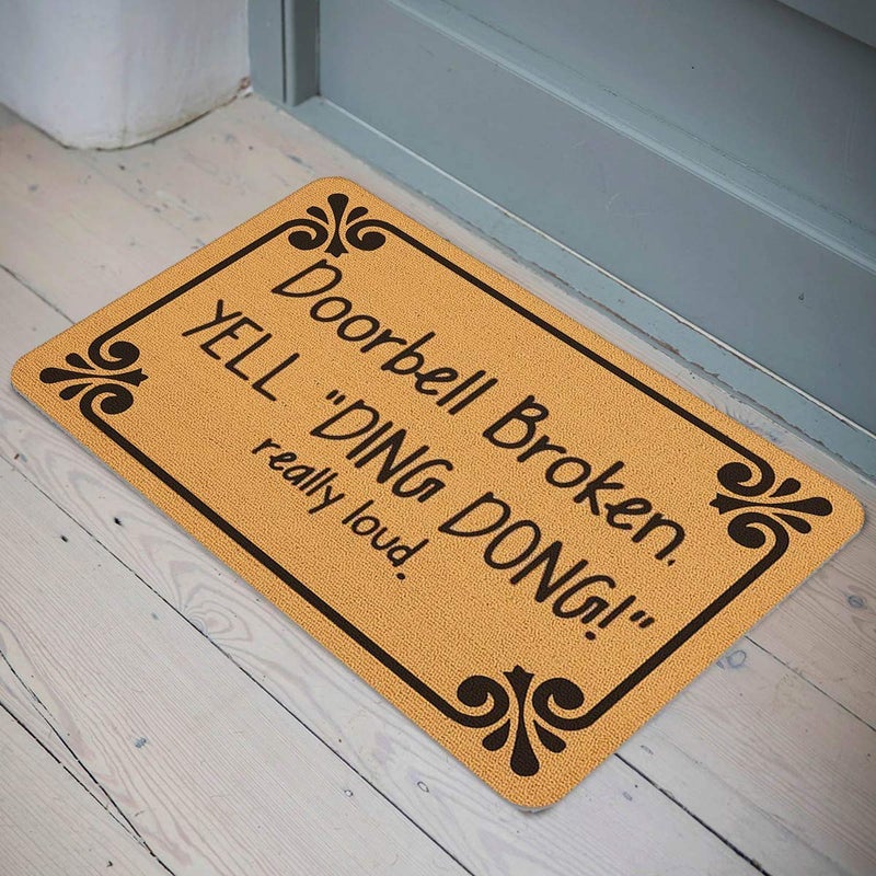 Accssoey Funny Doormat, Bedroom Entrance Door Mat Pad Kitchen Absorbent Mat Anti-Slip Door Mat Absorbent Mat Doorbell Broken Doormat 23.6"Ã—15.7" Inch - Image 3